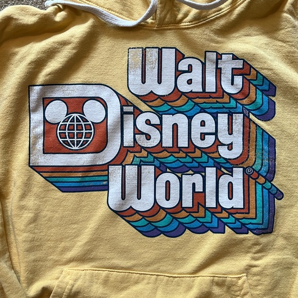 Yellow Walt Disney World Distressed Hoodie - Size L - Picture 2 of 4